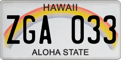 HI license plate ZGA033