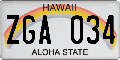 HI license plate ZGA034