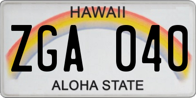 HI license plate ZGA040