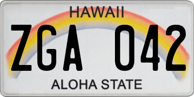 HI license plate ZGA042