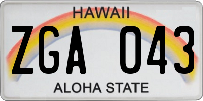 HI license plate ZGA043
