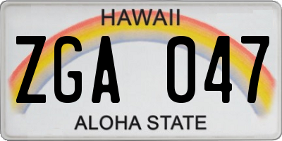 HI license plate ZGA047