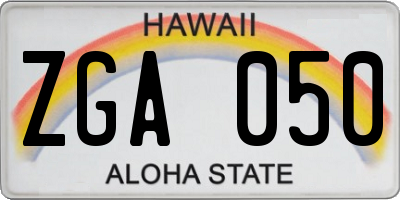 HI license plate ZGA050