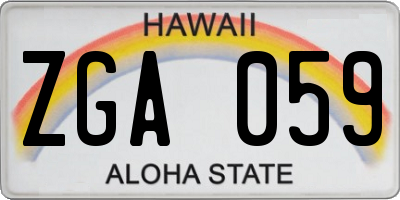 HI license plate ZGA059