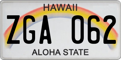 HI license plate ZGA062