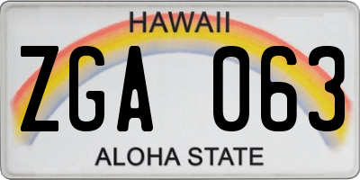 HI license plate ZGA063