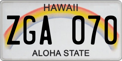 HI license plate ZGA070