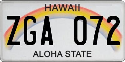 HI license plate ZGA072