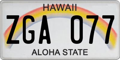 HI license plate ZGA077