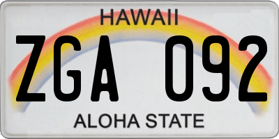 HI license plate ZGA092