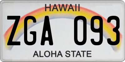 HI license plate ZGA093