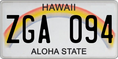 HI license plate ZGA094