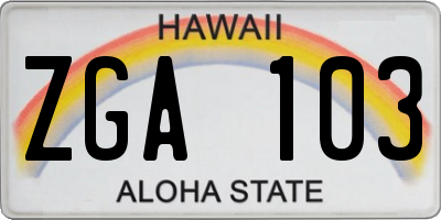 HI license plate ZGA103