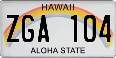 HI license plate ZGA104