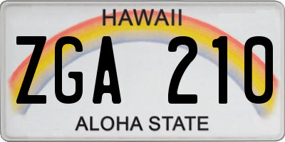HI license plate ZGA210