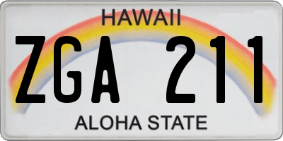 HI license plate ZGA211
