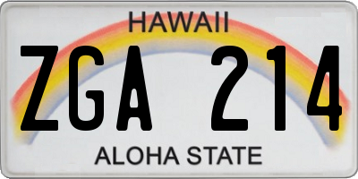 HI license plate ZGA214