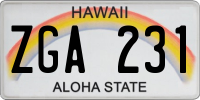 HI license plate ZGA231