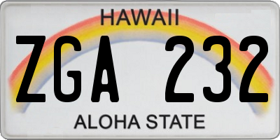 HI license plate ZGA232