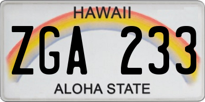 HI license plate ZGA233