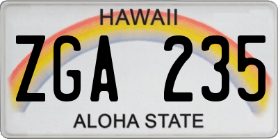 HI license plate ZGA235