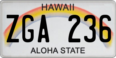 HI license plate ZGA236