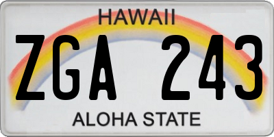 HI license plate ZGA243