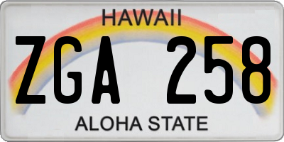 HI license plate ZGA258