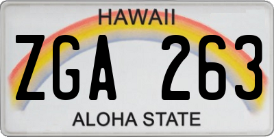 HI license plate ZGA263