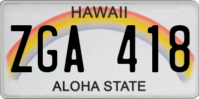 HI license plate ZGA418