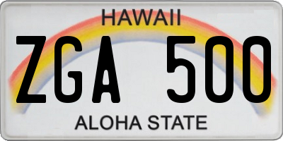 HI license plate ZGA500