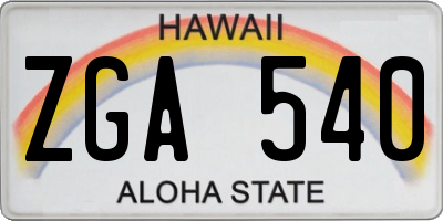 HI license plate ZGA540