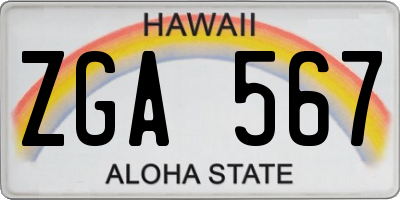 HI license plate ZGA567