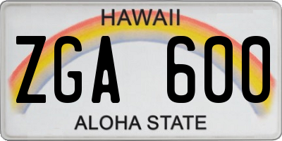 HI license plate ZGA600
