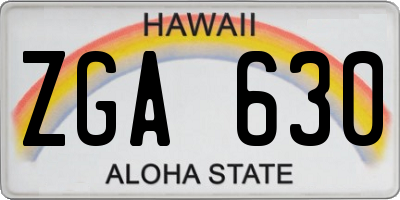 HI license plate ZGA630