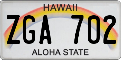 HI license plate ZGA702