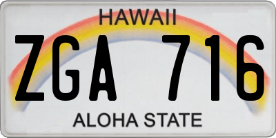 HI license plate ZGA716