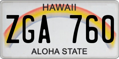 HI license plate ZGA760