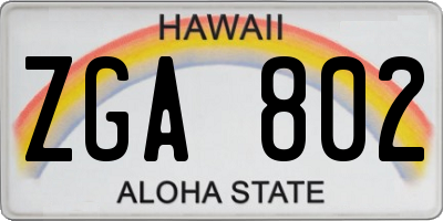 HI license plate ZGA802