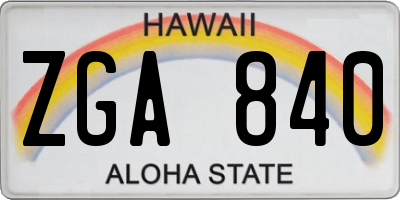HI license plate ZGA840