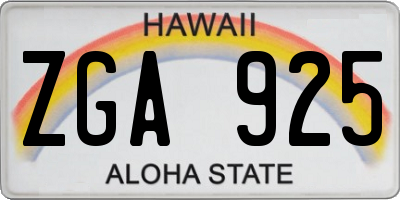 HI license plate ZGA925