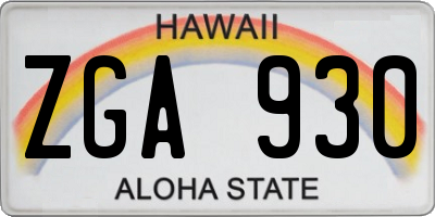 HI license plate ZGA930