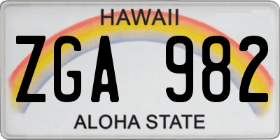 HI license plate ZGA982