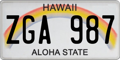 HI license plate ZGA987