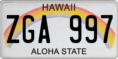 HI license plate ZGA997
