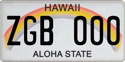 HI license plate ZGB000