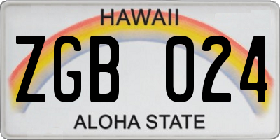 HI license plate ZGB024