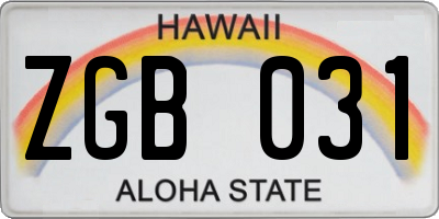 HI license plate ZGB031