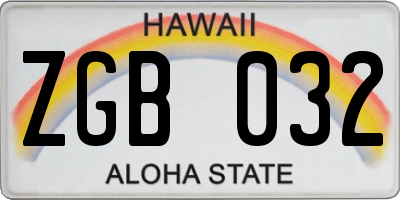 HI license plate ZGB032