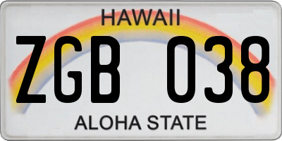 HI license plate ZGB038